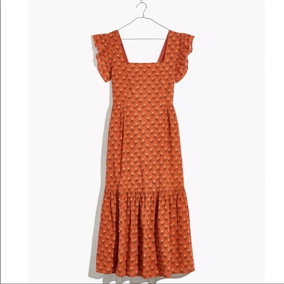 Madewell Ruffle-Strap Tiered Midi Dress in Wild Calendula Block-Print - Picture 6 of 11
